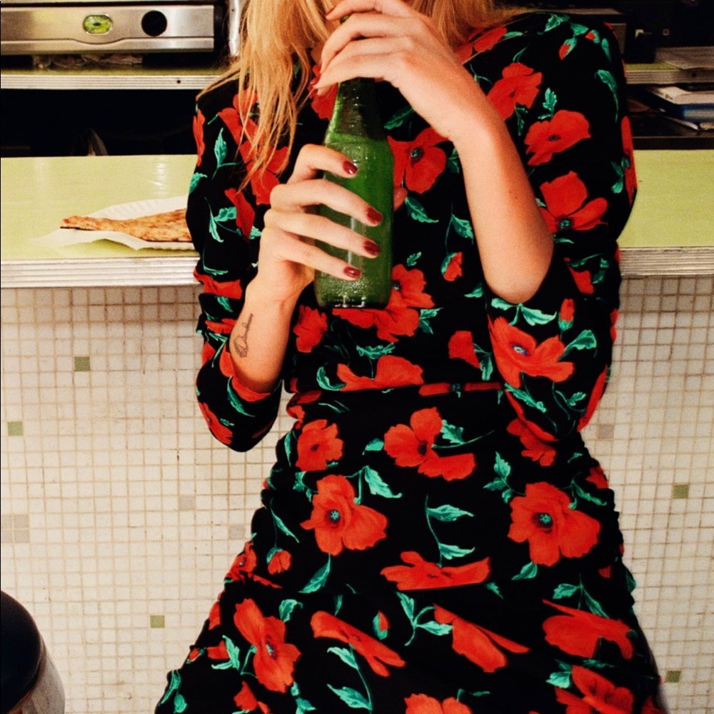 Night dress black, red & green, size L, runs small